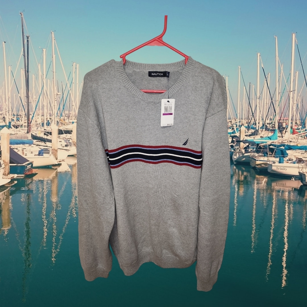 Nautical new with tags men's XXL sweater with classic logo, grey